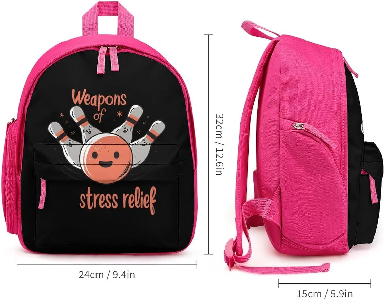 Stress Relief Bowling Unisex Small Backpack Lightweight Cute Shoulder Bag Travel Daypack