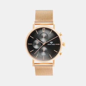 Stylish Black Chronograph Men Stainless Steel Watch 7004M-B3315