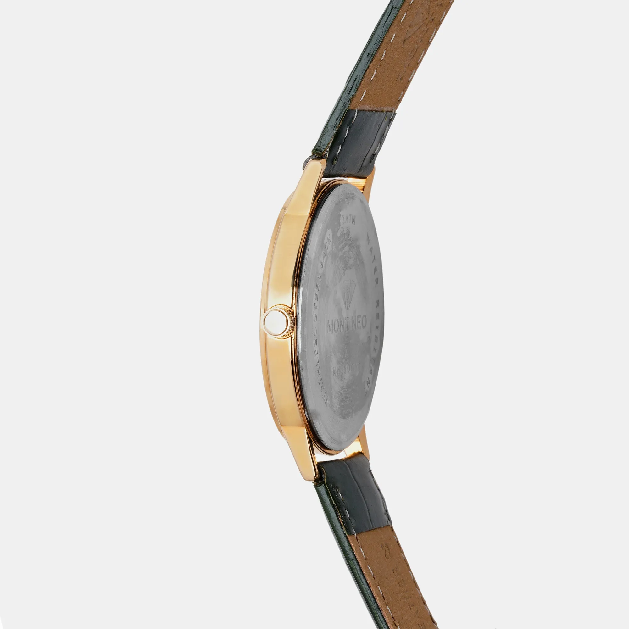 Stylish Green Analog Men Leather Watch 8003T-L3314