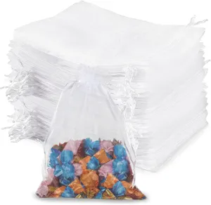 Sukh 100pcs Organza Bags 5x7 - Sachet Bags Jewelry Bags Drawstring - Valentines Gift Bags Wedding Gift Bags Drawstring Gift Bags Candy Gift Bags Organza Gift Bags Mesh Gift Bags with Drawstring