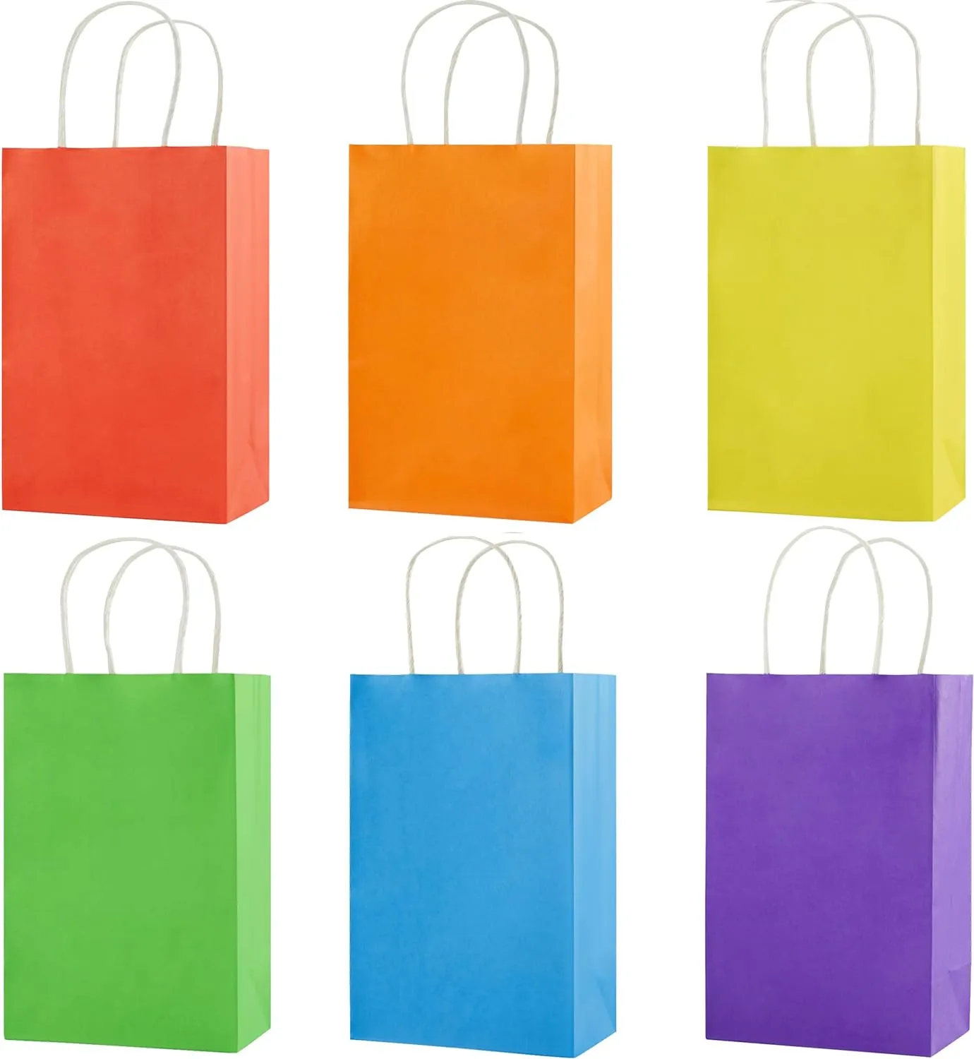 SUNCOLOR 24 Pieces 8" Rainbow Goodie Bags Small Gift Bags with Handle for Party Favor Bags (Rainbow)