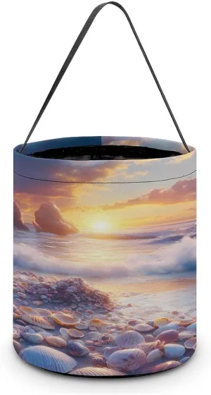 Sunset Sea Shells Halloween Candy Bag Candy Tote Bucket Gift Bags Party Supplies for Women Men