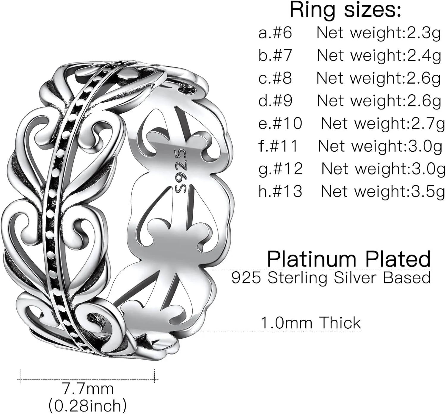 Suplight 925 Sterling Silver Celtic Knot Band Ring, 5mm 8mm Irish Celtic Finger Ring for Women Men Size 4-13 (with Gift Box)