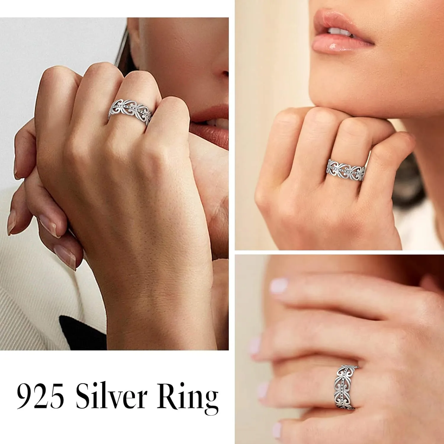 Suplight 925 Sterling Silver Celtic Knot Band Ring, 5mm 8mm Irish Celtic Finger Ring for Women Men Size 4-13 (with Gift Box)