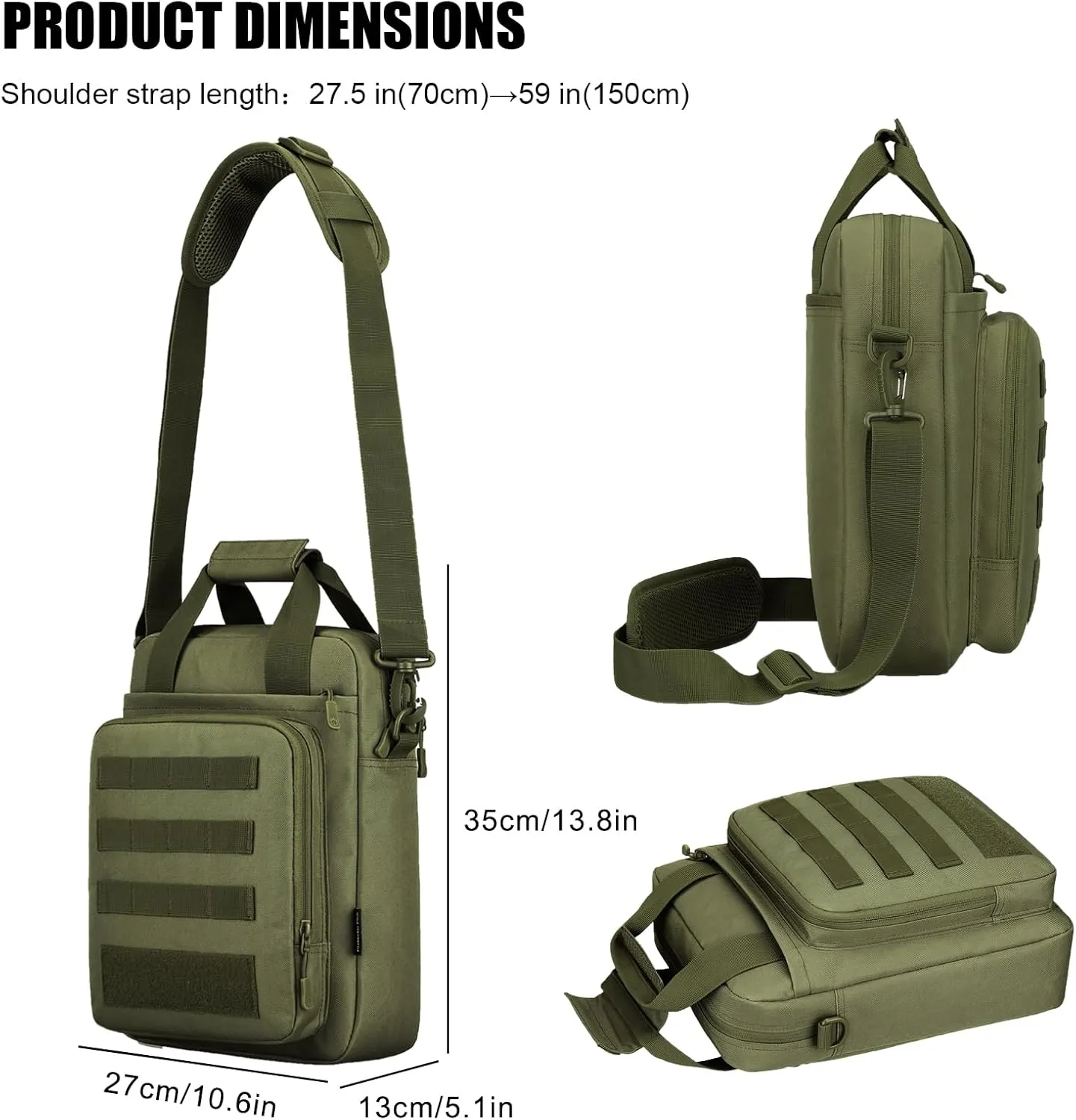 Tactical Messenger Bag, Tactical Briefcase Laptop Bag Heavy Duty MOLLE Shoulder Pack Handbag for Men(Patch Included)
