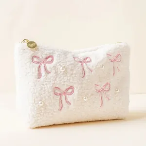 Teddy Pouch-Bows Pink