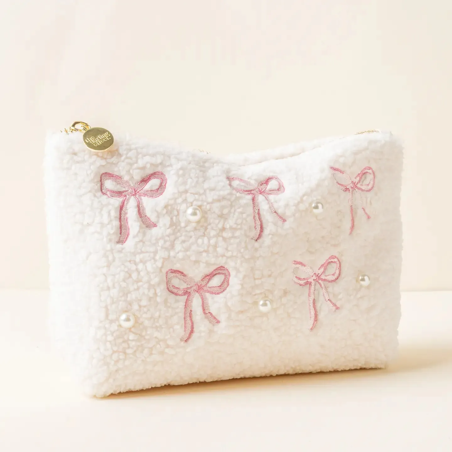 Teddy Pouch-Bows Pink