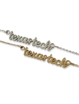 Texas Tech Lower Case Stainless Steel Script Necklace