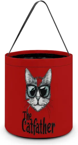 The Catfather Cat Father Dad Halloween Candy Bag Candy Tote Bucket Gift Bags Party Supplies for Women Men