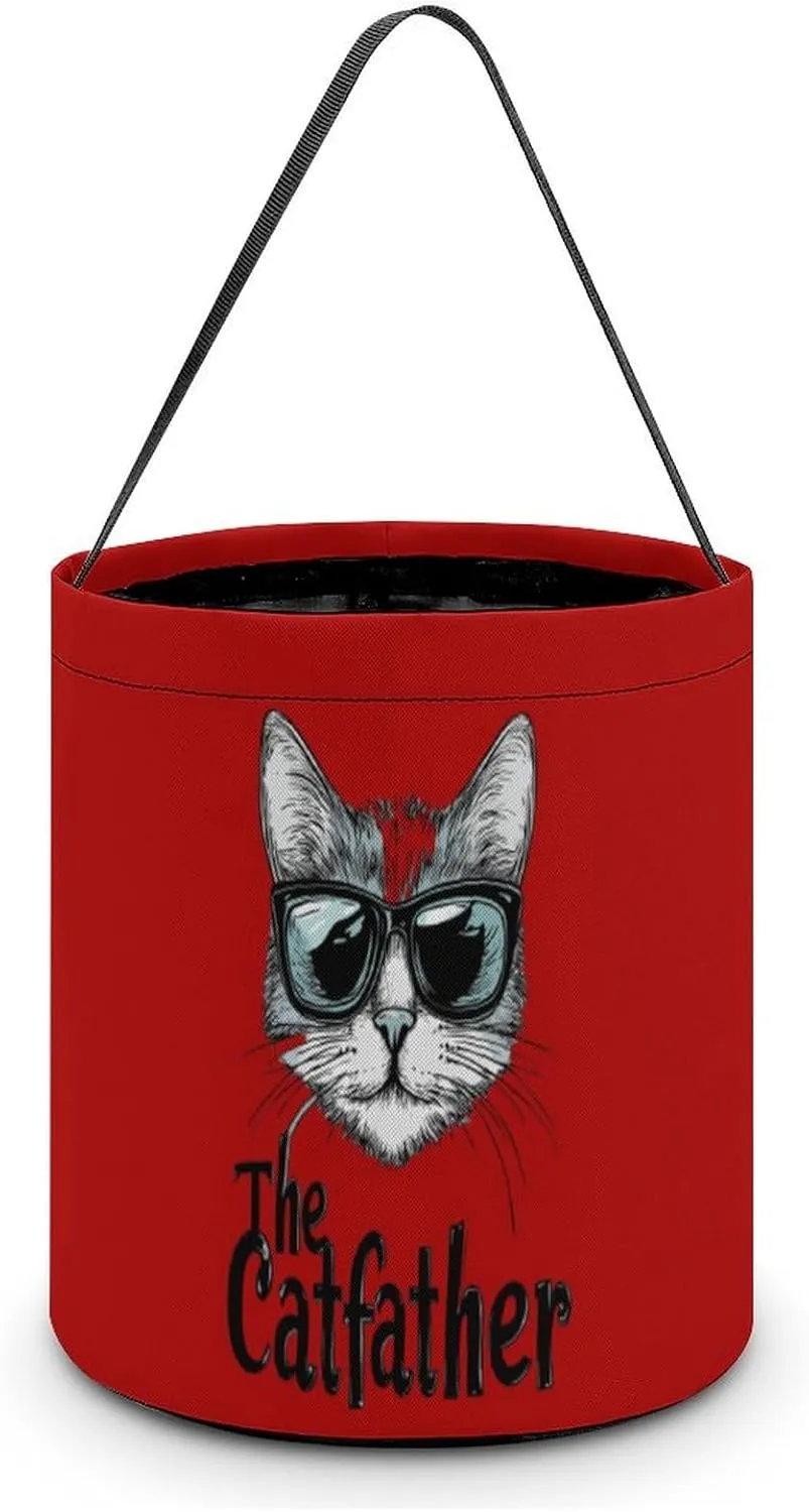 The Catfather Cat Father Dad Halloween Candy Bag Candy Tote Bucket Gift Bags Party Supplies for Women Men
