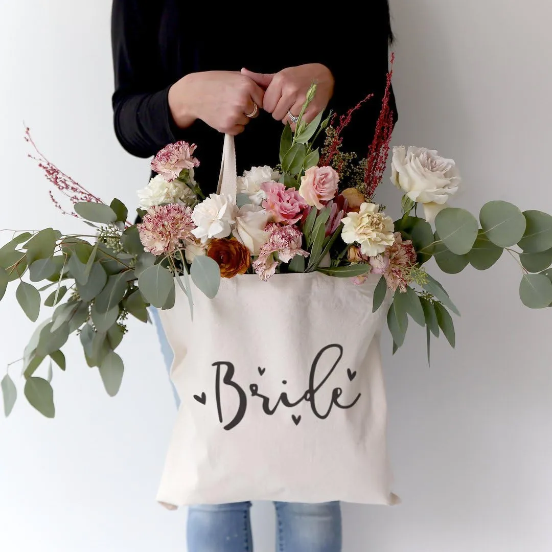 The Cotton & Canvas Co. Wedding, Bridesmaid Gift, Beach, Shopping and Travel Resusable Shoulder Tote and Handbag