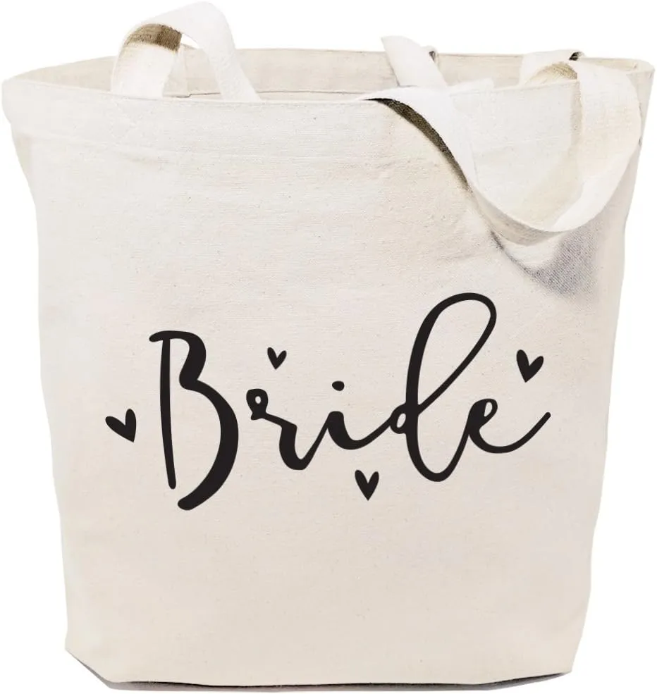 The Cotton & Canvas Co. Wedding, Bridesmaid Gift, Beach, Shopping and Travel Resusable Shoulder Tote and Handbag