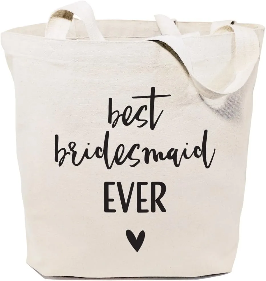 The Cotton & Canvas Co. Wedding, Bridesmaid Gift, Beach, Shopping and Travel Resusable Shoulder Tote and Handbag