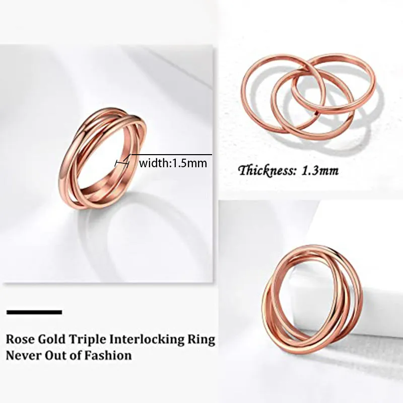 Three-ring Rotating Ring For Couple Creative Personalized Anxiety Relief Rings Women Geometric Jewelry