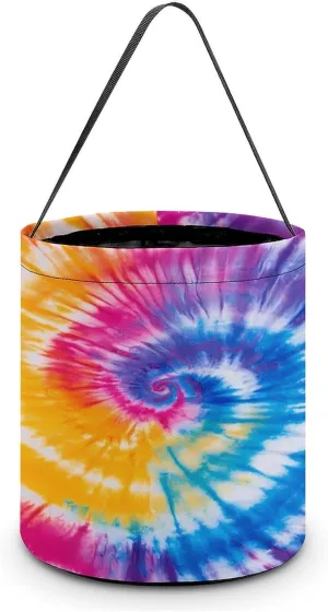 Tie Dye Colorful Rainbow Halloween Candy Bag Candy Tote Bucket Gift Bags Party Supplies for Women Men