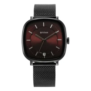 Titan Women's Watch Analog Mother of Pearl Dial With Black Leather Strap, 2516WL01
