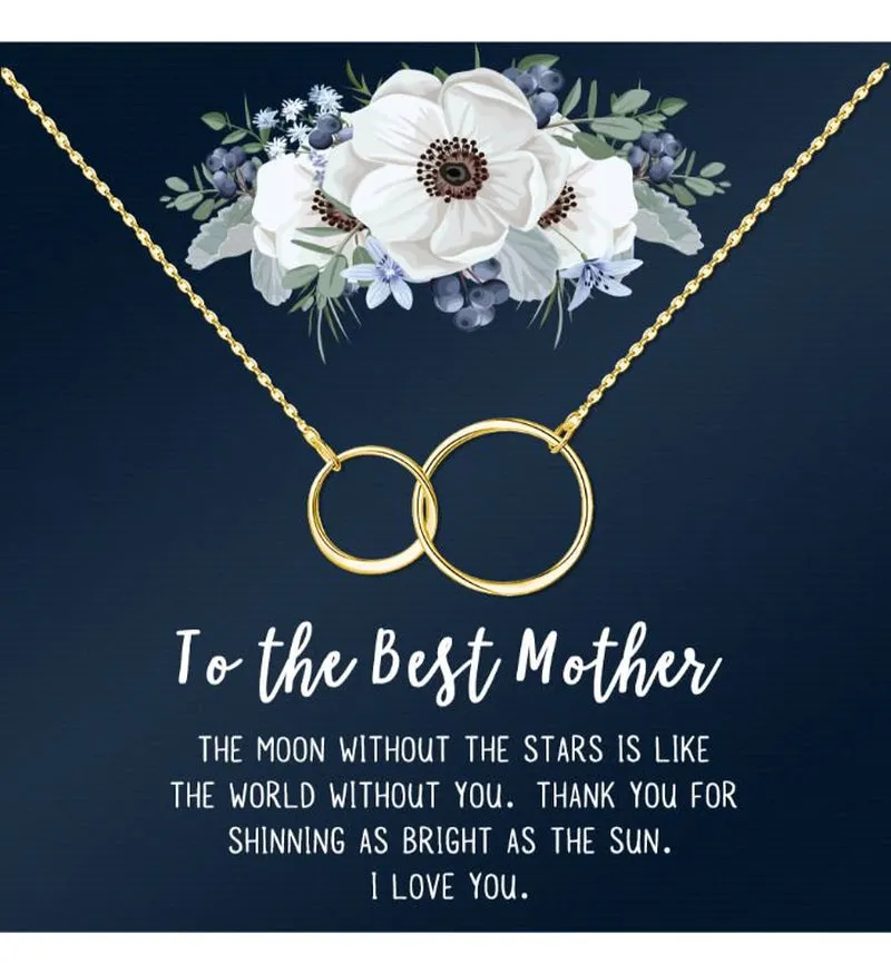 To The Best Mother Mother's Day Gift, Gift for Her, Gift for Her, Mother's Day Jewelry with Card, Card and Necklace Set for Mother's Day, Gift for Mom [Gold Infinity, No-Personalized Card]
