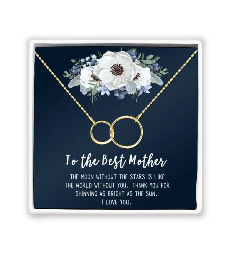 To The Best Mother Mother's Day Gift, Gift for Her, Gift for Her, Mother's Day Jewelry with Card, Card and Necklace Set for Mother's Day, Gift for Mom [Gold Infinity, No-Personalized Card]