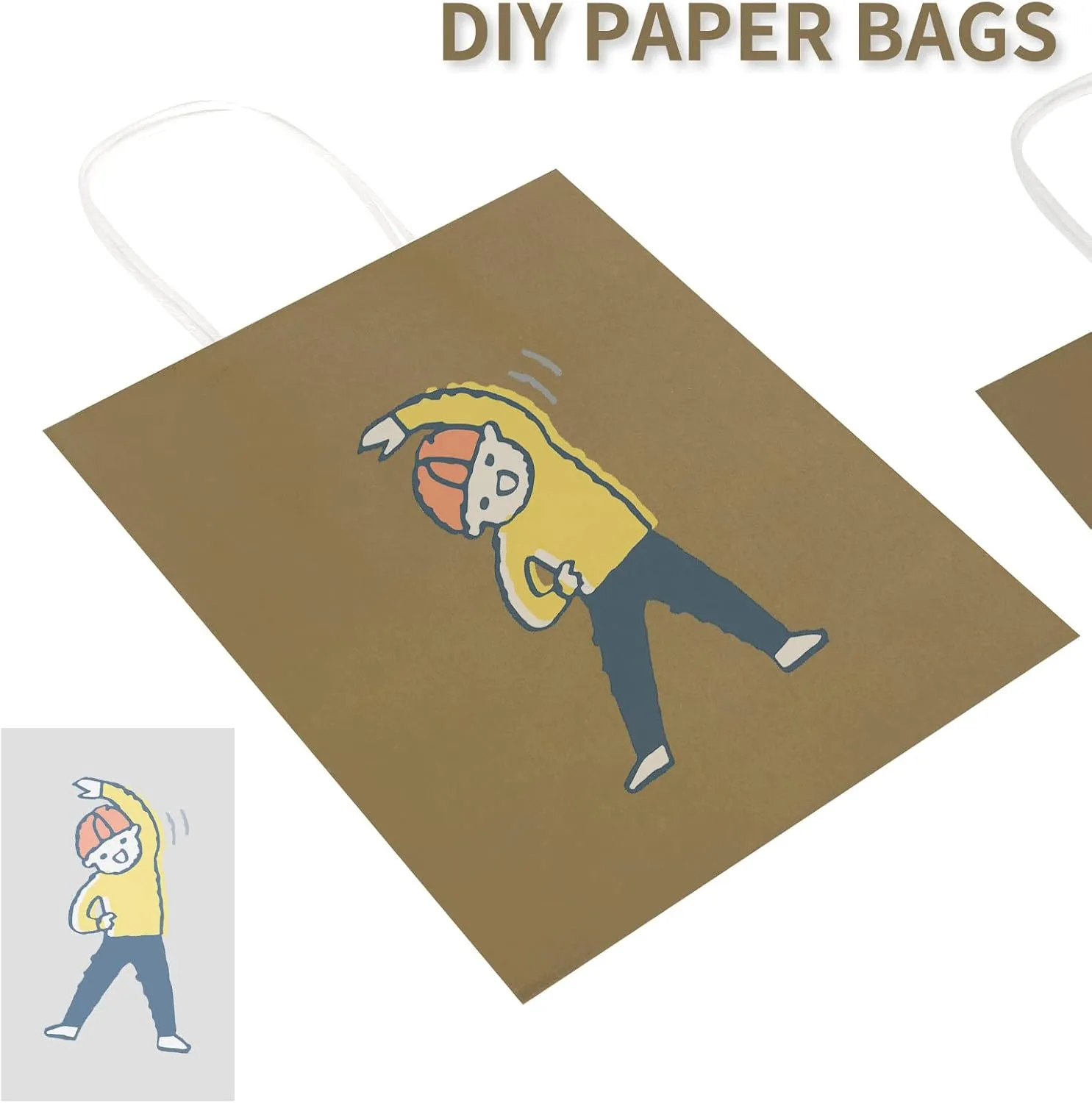Toovip 50 Pack 8x4.75x10 Inch Medium Gold Kraft Paper Bags with Handles Bulk, Gift Wrap Bags for Favors Grocery Retail Party Birthday Shopping Business Goody Craft Merchandise Take Out Sacks