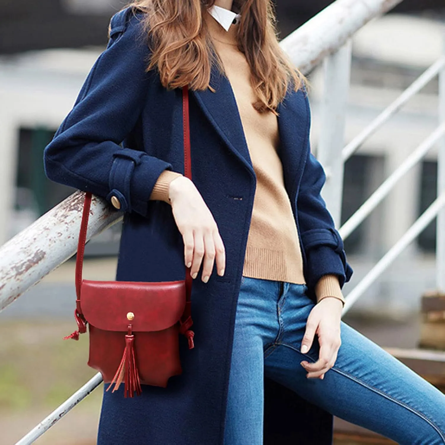 Tote Bag For Women 4 Packet Solid Color Leather Handbags Shoulder Bags Crossbody Hobo Work Bags Travel