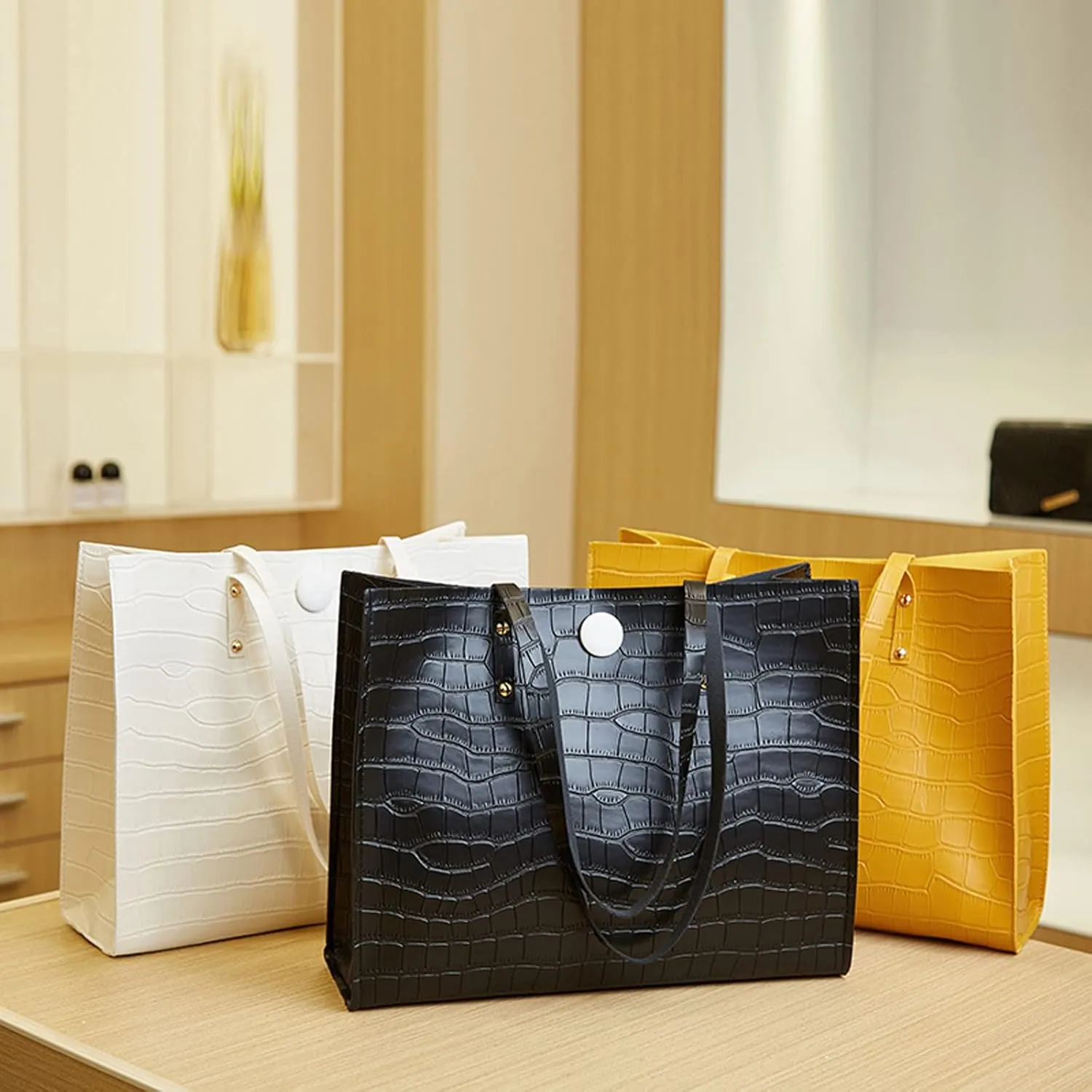 Tote Bag For Women Elegant Leather Solid Color Shoulder Bag Zipper Plus Large Bag Hand Bag For Travel Essential G