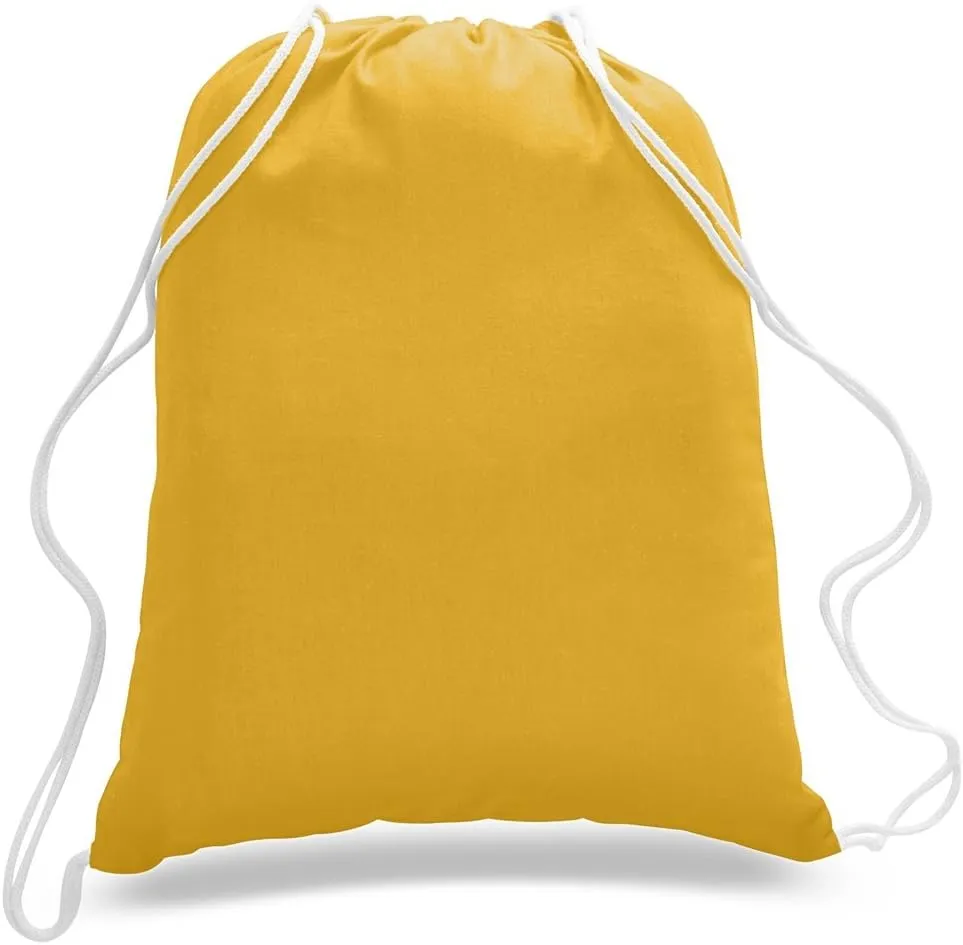 ToteBagFactory 6-Pack Cotton Canvas Drawstring Backpacks: Blank, Plain, Reusable Cloth, 14" W x 18" H