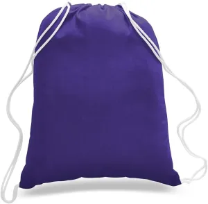 ToteBagFactory 6-Pack Cotton Canvas Drawstring Backpacks: Blank, Plain, Reusable Cloth, 14" W x 18" H