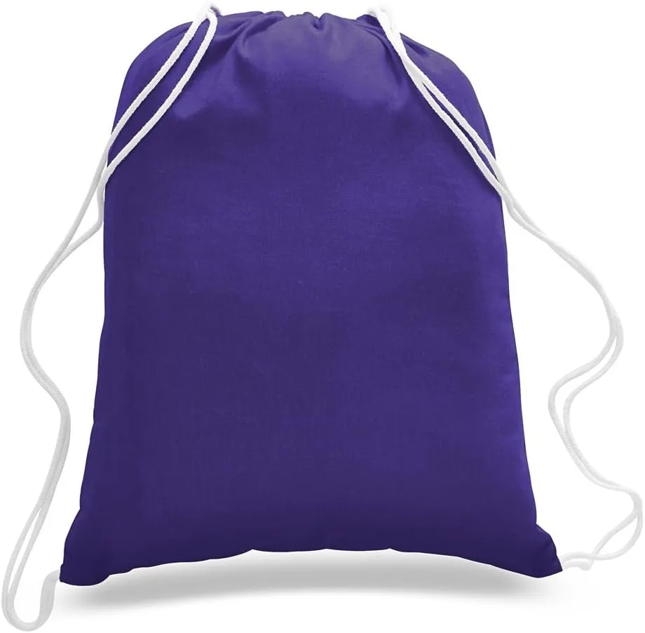 ToteBagFactory 6-Pack Cotton Canvas Drawstring Backpacks: Blank, Plain, Reusable Cloth, 14" W x 18" H