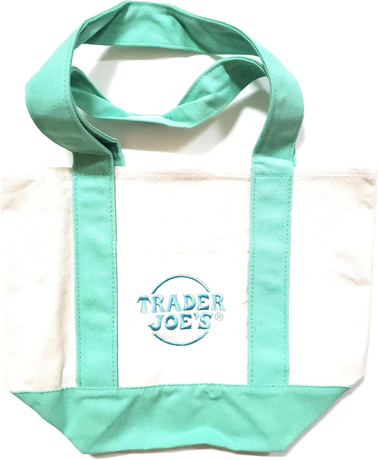 Trader Joe's Mini Pastel Canvas Tote Bag Adult (Qty 1) Mint Green Color