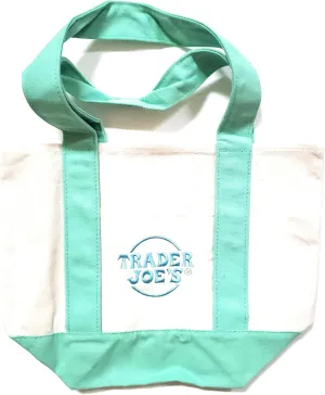 Trader Joe's Mini Pastel Canvas Tote Bag Adult (Qty 1) Mint Green Color
