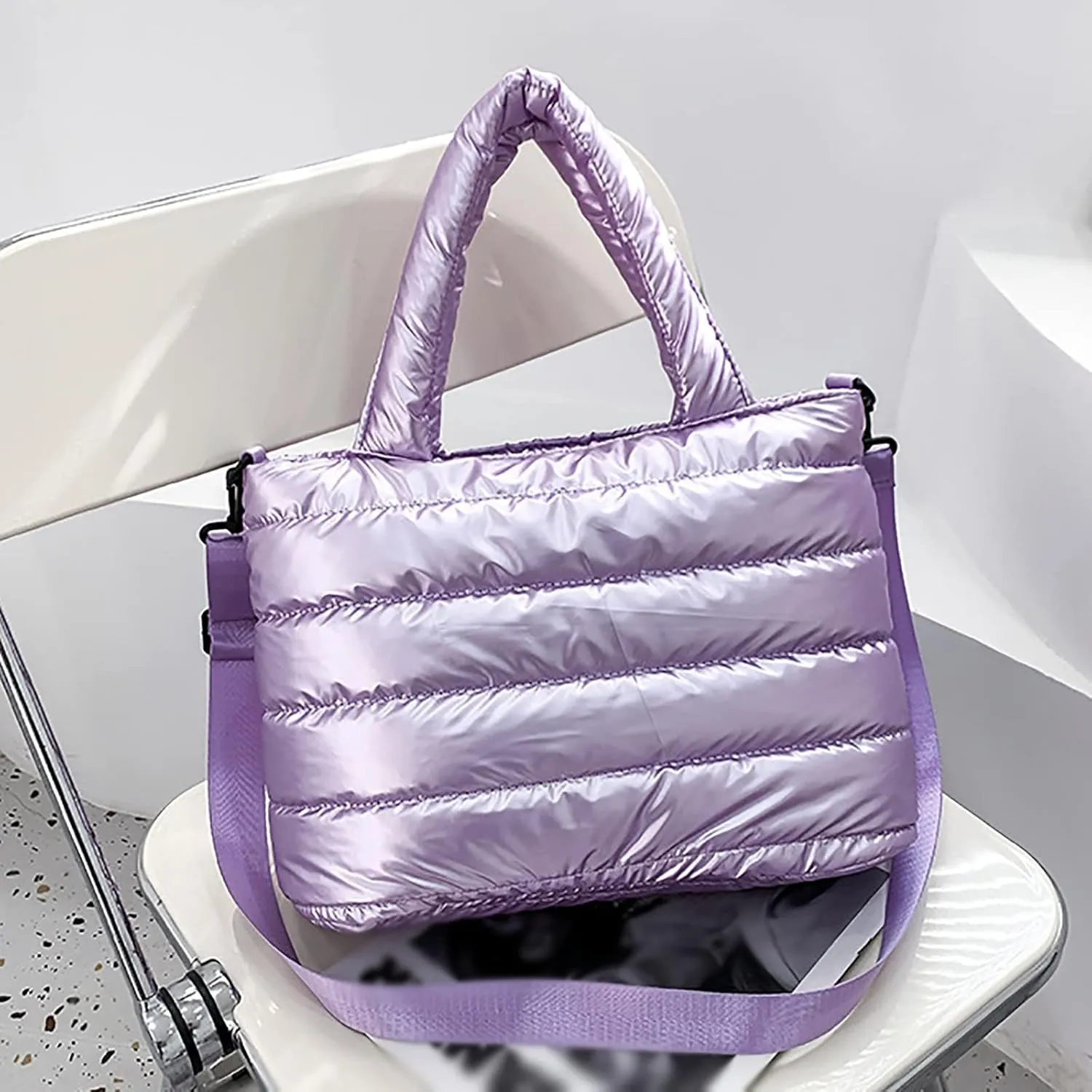 Travel Crossbody Bags for Women Designer Satchel Handbags Top-Handle Purses with Strap Waterproof Versatile Bag(Purple)