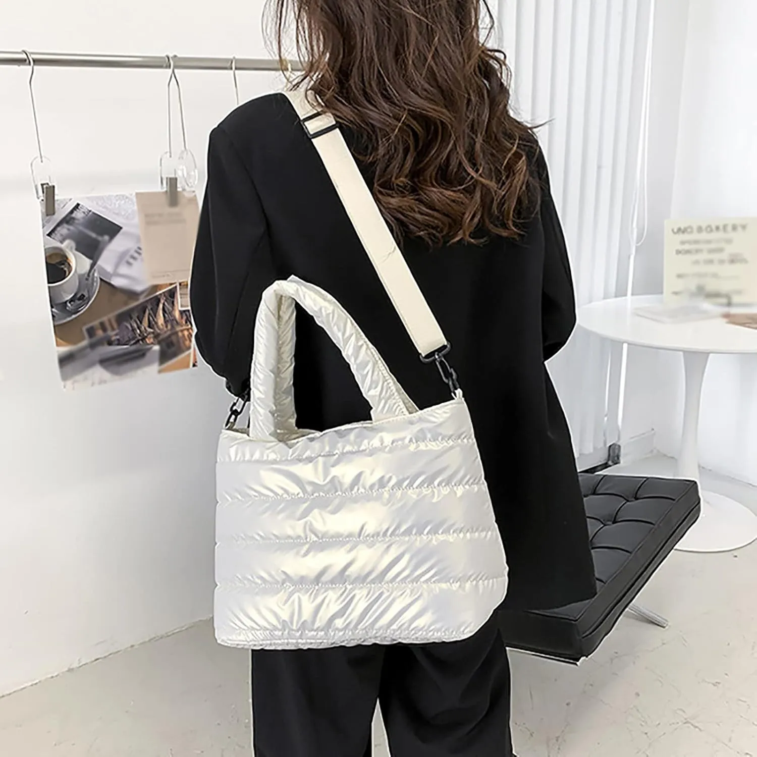 Travel Crossbody Bags for Women Designer Satchel Handbags Top-Handle Purses with Strap Waterproof Versatile Bag(White)