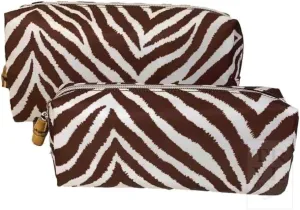 Travel Duo Cosmetic Pouches - Nested Set - Hide Stripe Coco