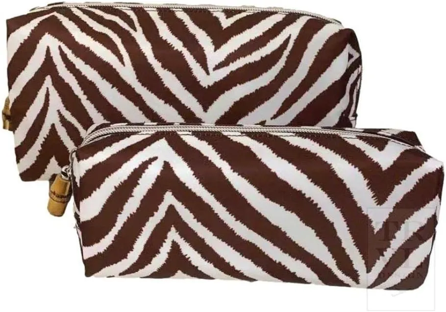 Travel Duo Cosmetic Pouches - Nested Set - Hide Stripe Coco