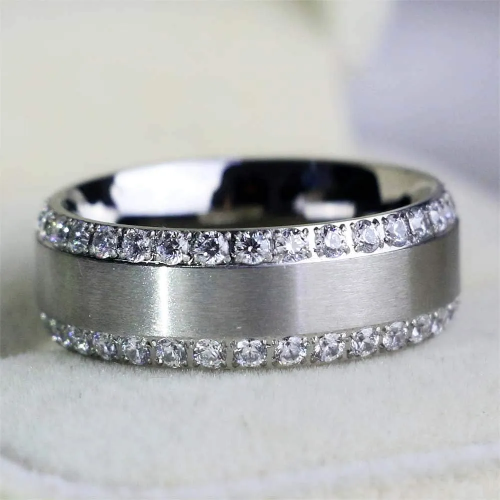 Two Rings His Hers Wedding Ring Sets Couples Matching Rings Women's 2pc Yellow Gold Plated Square CZ Wedding Engagement Ring Bridal Sets & Men's Titanium Wedding Band
