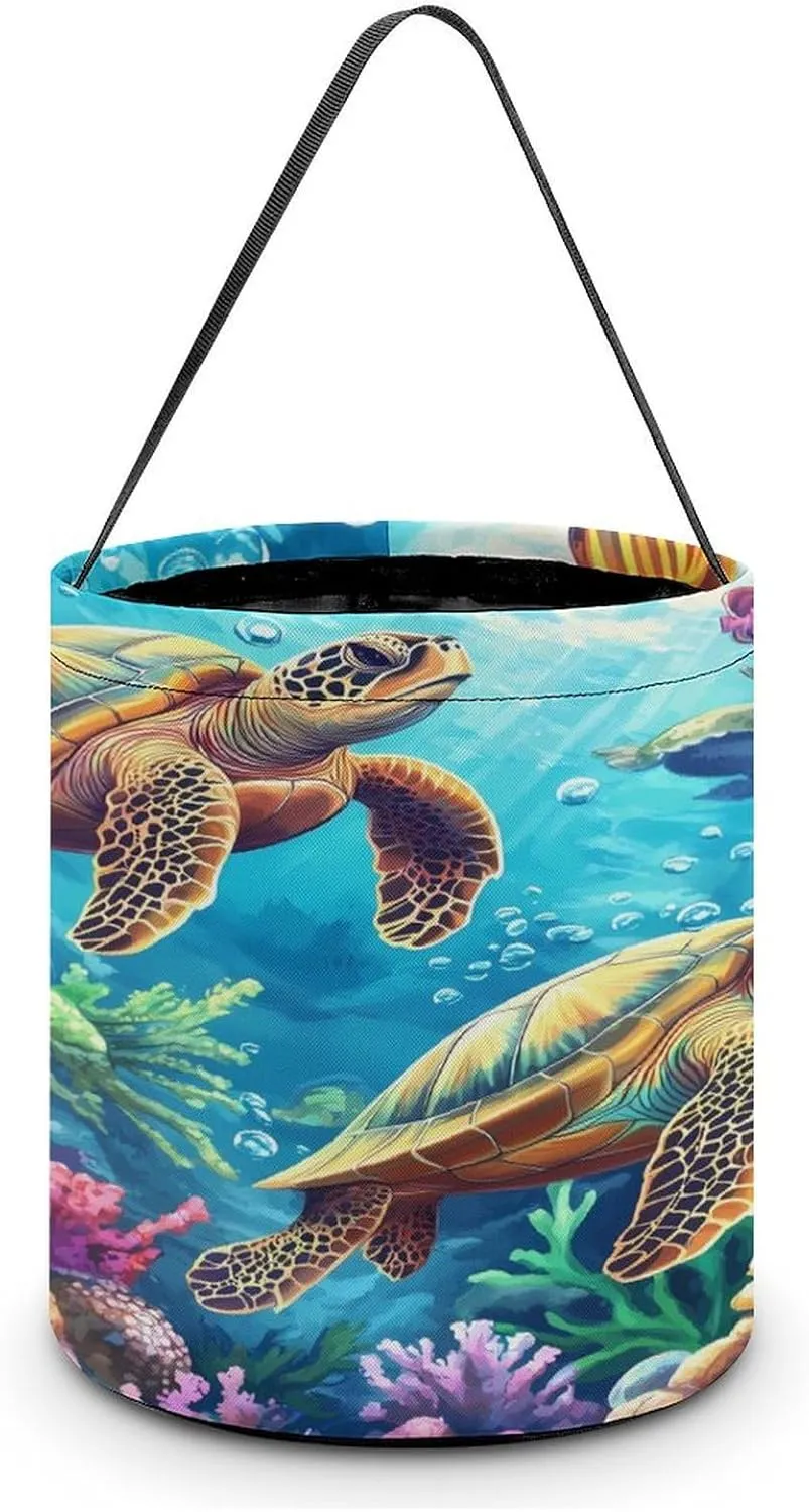 Underwater Sea Turtle Halloween Candy Bag Candy Tote Bucket Gift Bags Party Supplies for Women Men