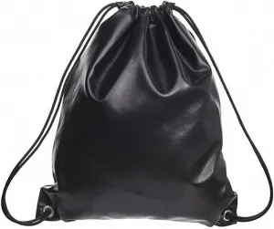 Unisex Solid Backpack Bucket Shoulder Bags Leather Girls Draw Pocket Black 12 inches