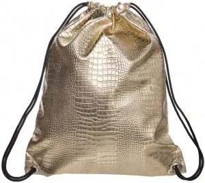 Unisex Solid Backpack Bucket Shoulder Bags Leather Girls Draw Pocket Gold 12 inches