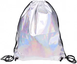 Unisex Solid Backpack Bucket Shoulder Bags Leather Girls Draw Pocket White 12 inches