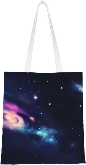 Universe Galaxy Space Print Canvas Tote Bag Reusable Shoulder Shopping Bags For Daily Use Shopping Travel