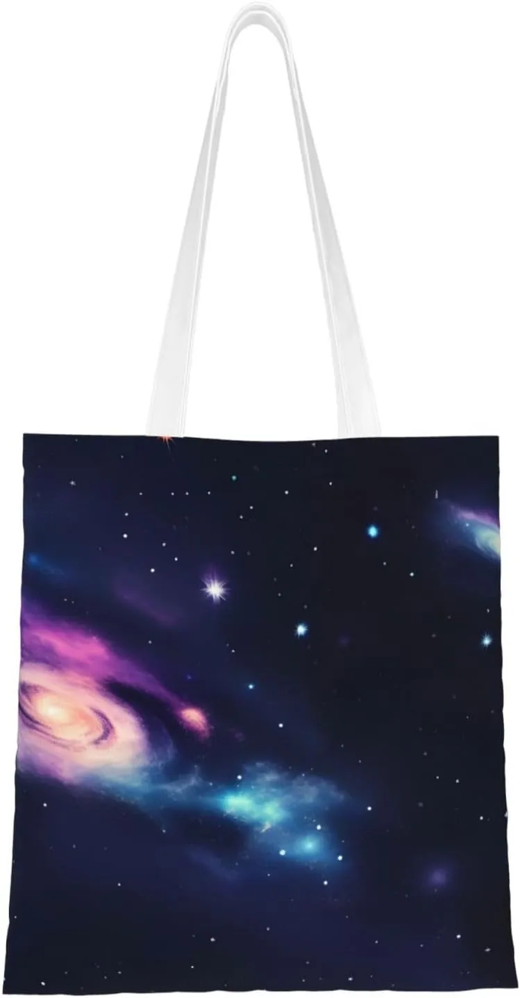Universe Galaxy Space Print Canvas Tote Bag Reusable Shoulder Shopping Bags For Daily Use Shopping Travel