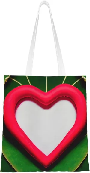 Valentine'S Day Love Print Canvas Tote Bag Reusable Shoulder Shopping Bags For Daily Use Shopping Travel