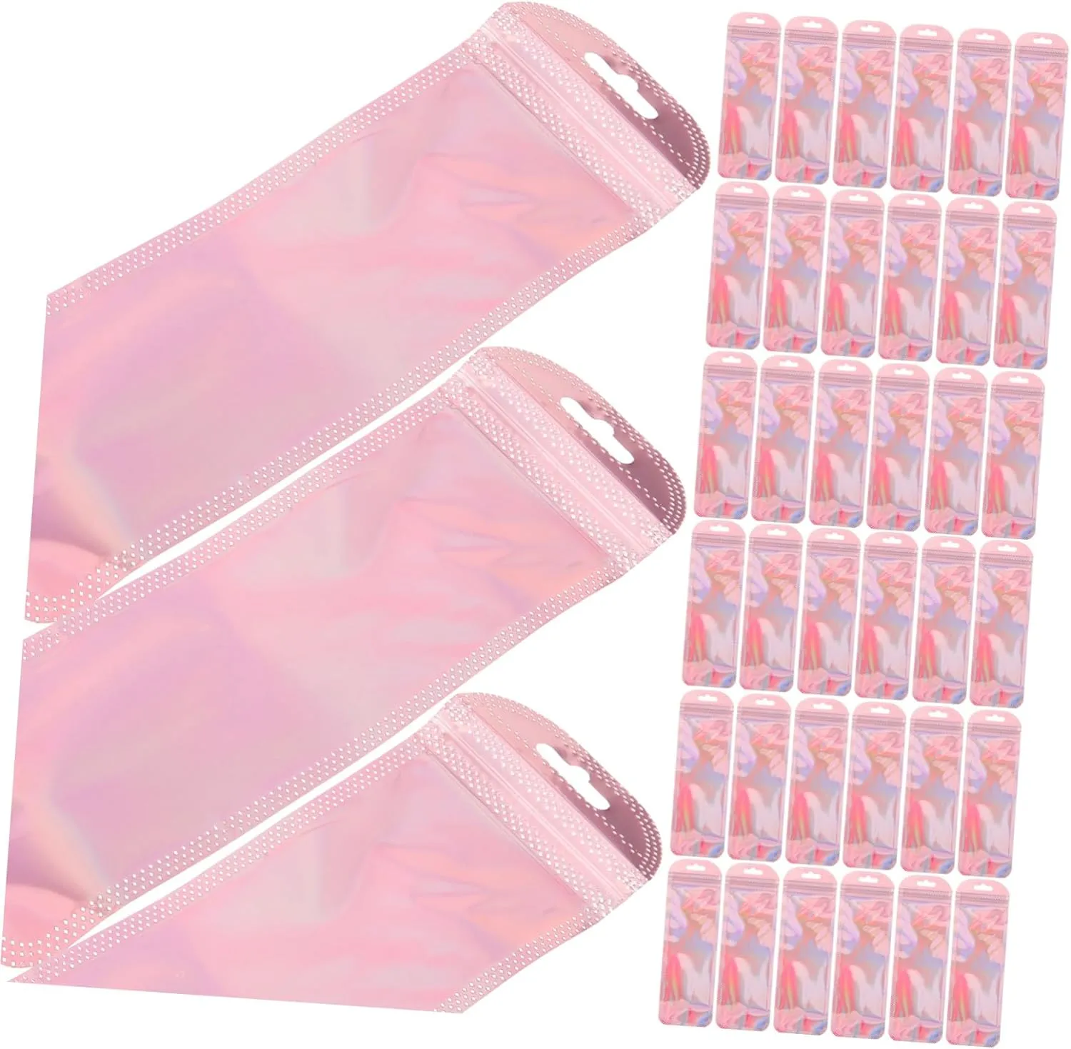 VALICLUD 100pcs Pouch Self Seal Zipper Plastic Zipper Bag Pink Bag Small Sealed Bag Self Sealing Bags Clear Zipper Zip Seal Bags Bolsitas para Joyeria Travel Strip Jewelry PVC