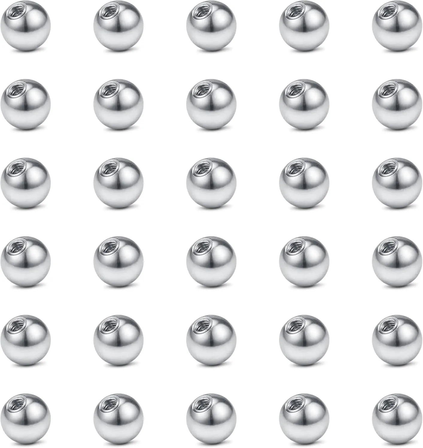 VCMART 16G 18G Replacement Balls Externally Threaded Piercing Balls for Lip Septum Nose Cartilage Tragus Helix Daith Rook Ear Piercing Jewelry 2.5-8mm Surgical Stainless Steel Metal Balls Silver