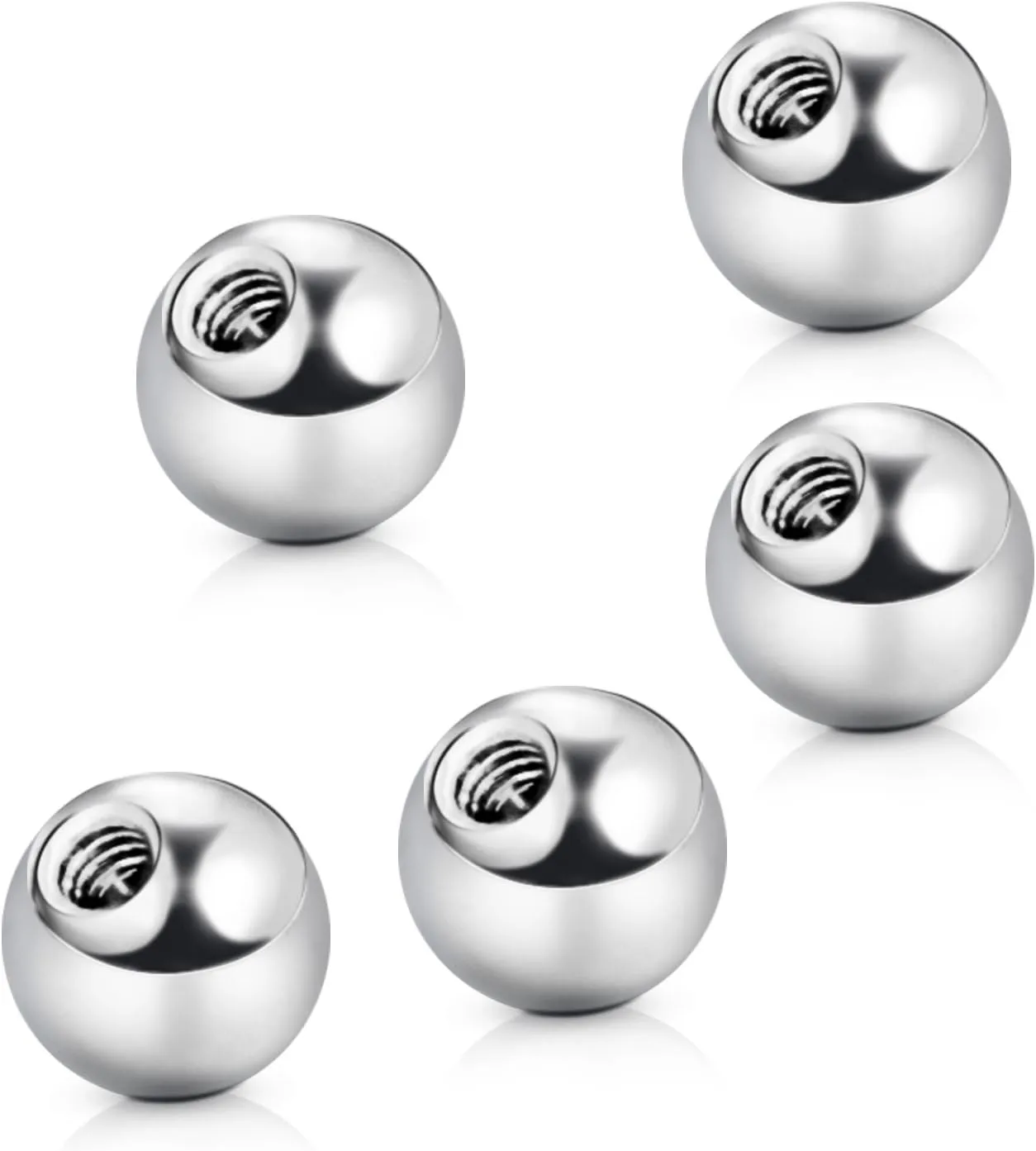 VCMART 16G 18G Replacement Balls Externally Threaded Piercing Balls for Lip Septum Nose Cartilage Tragus Helix Daith Rook Ear Piercing Jewelry 2.5-8mm Surgical Stainless Steel Metal Balls Silver