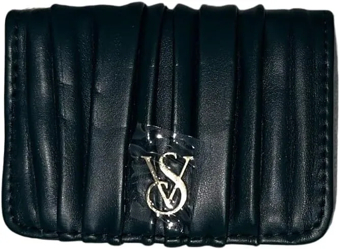 Victoria's Secret Flap Card Case Keychain Color Green/Black Ivy Pleated New