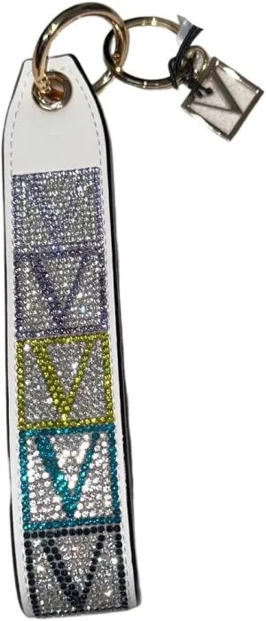 Victoria's Secret Wristlet Strap Rhinestones Keychain Color White Shine New
