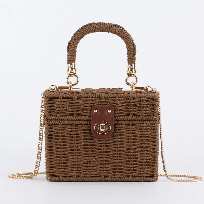 Vintage Wicker Box Clutch