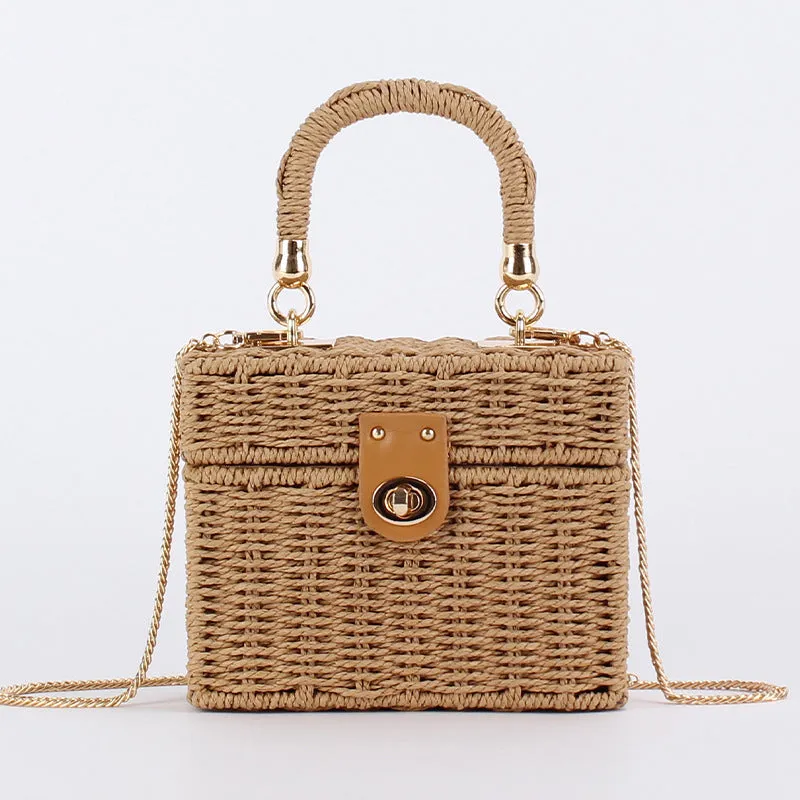 Vintage Wicker Box Clutch