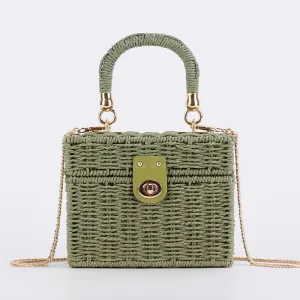 Vintage Wicker Box Clutch